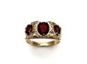 9ct Garnet & CZ 3 Stone Ring