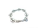 Silver Blue Topaz Rub Over Bracelet