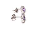 Silver Amethyst & CZ Cluster Stud Earrings 6mm