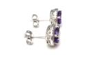 Silver Amethyst & CZ Cluster Stud Earrings