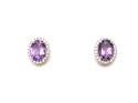 Silver Amethyst & CZ Cluster Stud Earrings