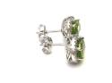 Silver Peridot & CZ Cluster Stud Earrings