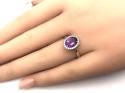 Silver Amethyst & CZ Cluster Halo Ring