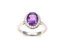 Silver Amethyst & CZ Cluster Halo Ring