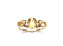 9ct Citrine & Diamond 3 Stone Ring