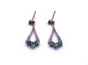 9ct Emerald & Diamond Drop Earrings