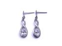 9ct White Gold CZ Drop Earrings