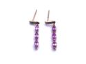 9ct Pink Sapphire Drop Stud Earrings