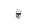 Silver Synthetic Ruby Single Skull Stud Earring