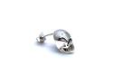 Silver Synthetic Ruby Single Skull Stud Earring