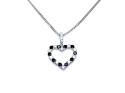 Silver Sapphire & CZ Open Heart Pendant & Chain