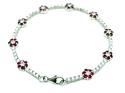 Silver Red & White CZ Flower Cluster Bracelet