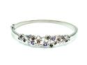 Silver Pink Tourmaline & Amethyst Hearts Bangle