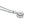 Silver Freshwater Pearl & CZ Pendant & Chain