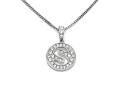 Silver Pave CZ Initial S Disc Pendant & Chain