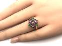 14ct Amethyst Emerald & Diamond Ring