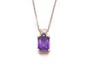 9ct Amethyst & Diamond Pendant & Chain