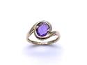 9ct Yellow Gold Amethyst & Diamond Ring