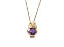 9ct Amethyst Owl Pendant & Chain