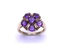 9ct Yellow Gold Amethyst Cluster Ring