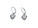 Silver Heart Drop Earrings