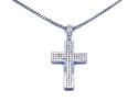 Silver CZ Cross Pendant & Chain