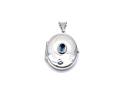 Silver Oval Patterned Blue Topaz Locket