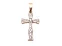 9ct Yellow Gold CZ Cross 65 x 30mm