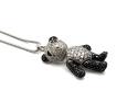 Silver Black & Clear CZ Panda Pendant & Chain