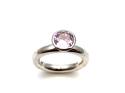 Silver Pink CZ Ring Size O