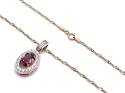 9ct Garnet & Diamond Pendant & Chain