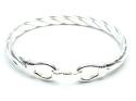 Silver Oval Loop Catch Twisted Bangle