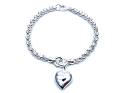 Silver Heart Charm Belcher Bracelet 7.5 Inch