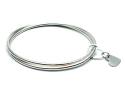 Silver Heart Charms Double Full Bangle