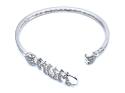 Silver Oval CZ Mum & Hearts Bangle