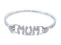 Silver Oval CZ Mum & Hearts Bangle