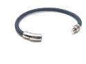 Navy Leather Bracelet Stainless Steel Clasp