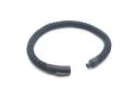 Black Leather Bracelet Black Matte Steel Clasp