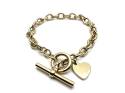 9ct Yellow Gold Heart Toggle Bracelet