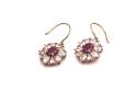 9ct Ruby & Zircon Cluster Earrings