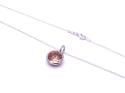 Silver Round Dark Orange CZ Pendant & Chain