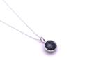 Silver Round Black CZ Pendant & Chain