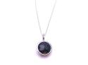 Silver Round Black CZ Pendant & Chain