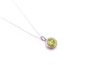 Silver Round Green CZ Pendant & Chain