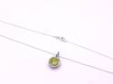 Silver Round Green CZ Pendant & Chain