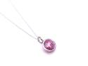 Silver Round Pink CZ Pendant & Chain