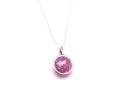 Silver Round Pink CZ Pendant & Chain