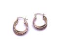 9ct 3 Colour Textured Hoop Earrings