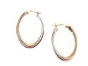 9ct 2 Colour Oval Hoop Earrings