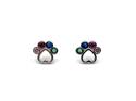 Silver Multicolour CZ Paw Print Stud Earrings